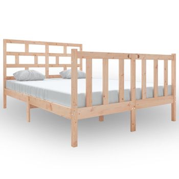 Estructura De Cama De Madera Maciza De Pino 140x190 Cm Vidaxl