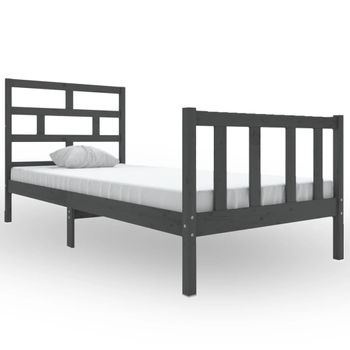 Estructura De Cama Madera Maciza De Pino Gris 100x200 Cm Vidaxl