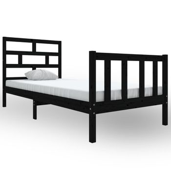 Estructura De Cama Madera Maciza De Pino Negro 100x200 Cm Vidaxl