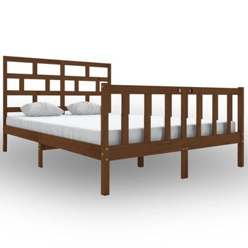 Estructura Cama Madera Maciza Marrón Miel King Size 150x200 Cm Vidaxl