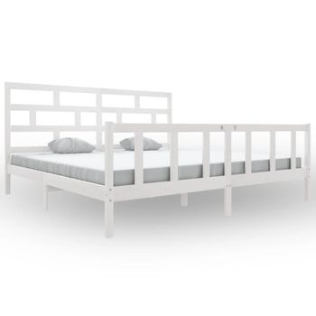 Estructura De Cama Madera Maciza De Pino Blanco 200x200 Cm Vidaxl