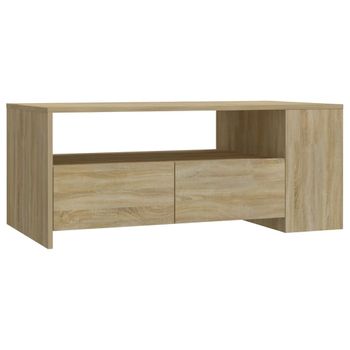 Mesa De Centro Madera Contrachapada Roble Sonoma 102x55x42 Cm Vidaxl