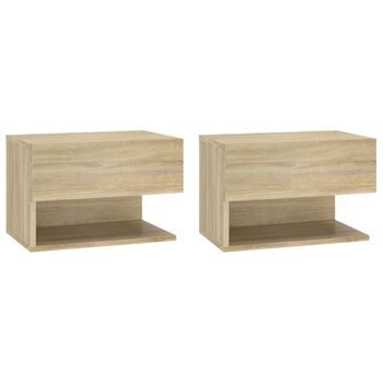 Set de 2 Mesitas de Noche de Pared con cajón - Apariencia de Madera -  46x30x15cm : : Hogar y cocina