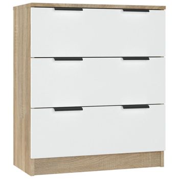 Aparador Madera Contrachapada Blanco Y Roble Sonoma 60x30x70 Cm Vidaxl