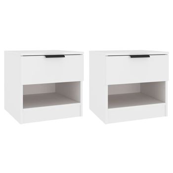 Mesitas De Noche 2 Uds Madera Contrachapada Color Blanco Vidaxl