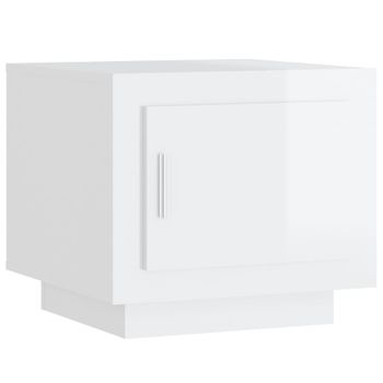 Mesa De Centro Madera Contrachapada Blanco Brillo 51x50x45 Cm Vidaxl