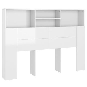 Mueble Cabecero Blanco Brillante 140x19x103,5 Cm Vidaxl