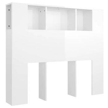 Mueble Cabecero Blanco Brillante 120x18,5x102,5 Cm Vidaxl