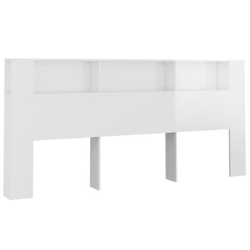 Mueble Cabecero Blanco Brillante 220x18,5x104,5 Cm Vidaxl