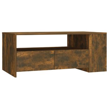 Mesa De Centro Madera Contrachapada Roble Ahumado 102x55x42 Cm Vidaxl