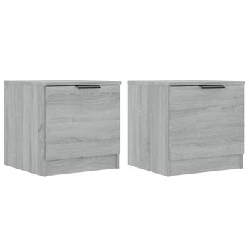 Mesita de noche patas de madera maciza gris Sonoma 40x35x50 cm - referencia  Mqm-813124