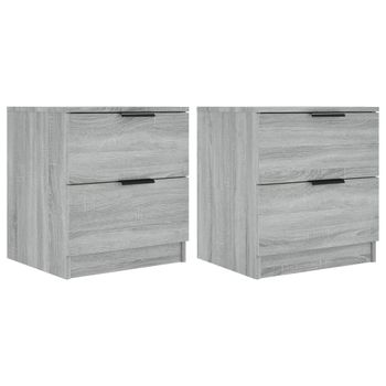 Mesitas De Noche 2 Uds Madera Contrachapada Gris Sonoma Vidaxl