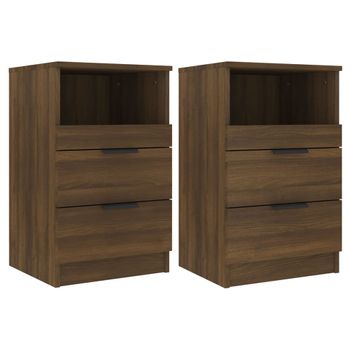 Mesitas De Noche 2 Uds Madera Contrachapada Color Roble Marrón Vidaxl