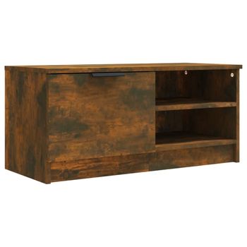 Mueble Para Tv Madera Contrachapada Roble Ahumado 80x35x36,5 Cm Vidaxl