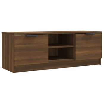 Mueble De Tv Madera Contrachapada Marrón Roble 102x35x36,5 Cm Vidaxl