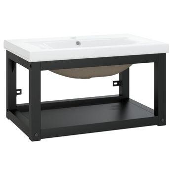 Estructura De Baño Con Lavabo Incorporado Hierro Negro Vidaxl