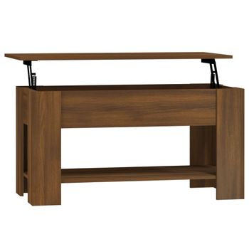 Mesa De Centro Madera Contrachapada Marrón Roble 101x49x52 Cm Vidaxl