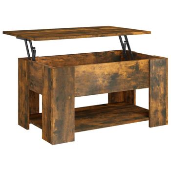 Mesa De Centro Madera Contrachapada Roble Ahumado 79x49x41 Cm Vidaxl