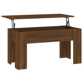 Mesa De Centro Madera Contrachapada Roble Marrón 101x49x52 Cm Vidaxl