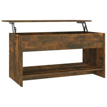 Mesa De Centro Madera Contrachapada Roble Ahumado 102x50x52,5cm Vidaxl