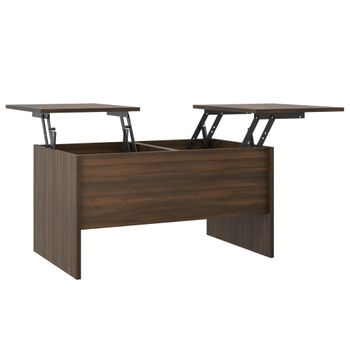 Mesa De Centro Madera Contrachapada Marrón Roble 80x50x42,5 Cm Vidaxl