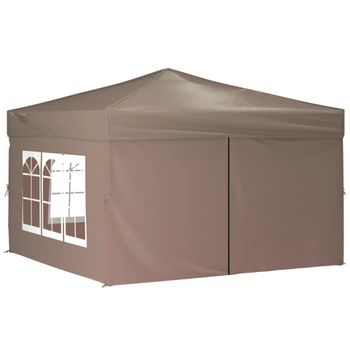 Carpa De Fiesta Plegable Con Paredes Laterales Gris Taupe 3x3 M Vidaxl