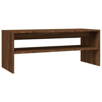 Mesa De Centro Madera Contrachapada Roble Marrón 100x40x40 Cm Vidaxl