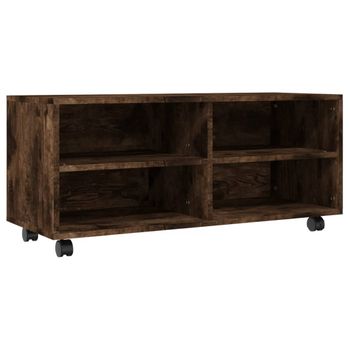 Mueble Tv Con Ruedas Madera Contrachapada Roble Humo 90x35x35cm Vidaxl