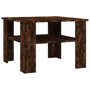 Mesa De Centro Madera Contrachapada Roble Ahumado 60x60x42 Cm Vidaxl