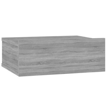 Mesita De Noche Flotante Madera Contrachapada Gris 40x30x15cm Vidaxl