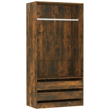 Armario Madera Contrachapada Color Roble Ahumado 100x50x200 Cm Vidaxl