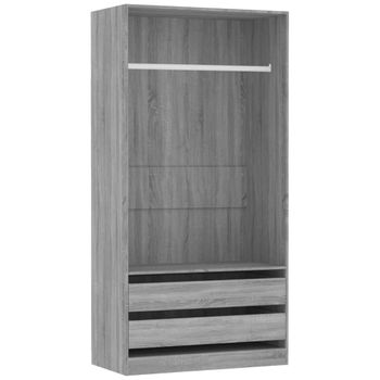 Armario De Madera Contrachapada Gris Sonoma 100x50x200 Cm Vidaxl