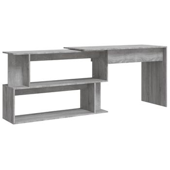 Escritorio Esquina Madera Contrachapada Gris Sonoma 200x50x76cm Vidaxl