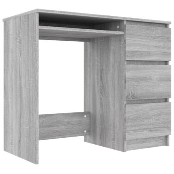 Escritorio De Madera Contrachapada Gris Sonoma 90x45x76 Cm Vidaxl