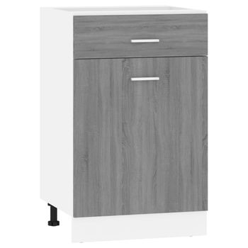 Armario Bajo Cocina Madera Ingeniería Gris Sonoma 50x46x81,5 Cm Vidaxl