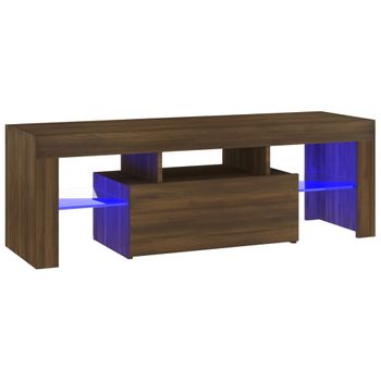 Mueble De Tv Con Luces Led Marrón Roble 120x35x40 Cm Vidaxl