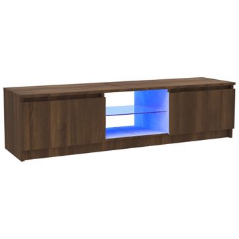 Mueble De Tv Con Luces Led Marrón Roble 120x30x35,5 Cm Vidaxl