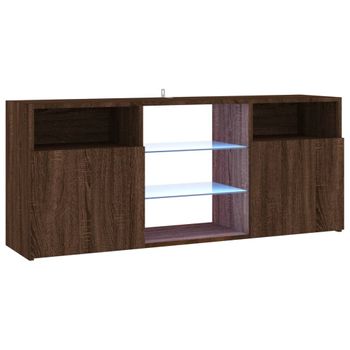 Mueble De Tv Con Luces Led Marrón Roble 120x30x50 Cm Vidaxl