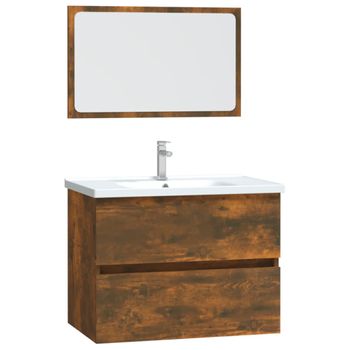 Set De Muebles Baño 2 Pzas Madera Contrachapada Roble Ahumado Vidaxl