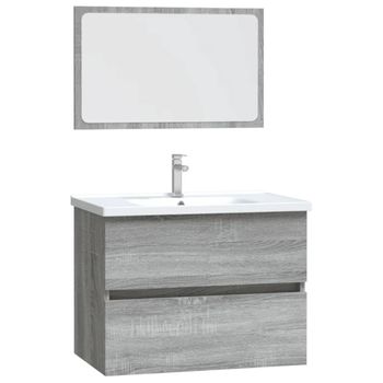 Set De Muebles De Baño 2 Pzas Madera Contrachapada Gris Sonoma Vidaxl