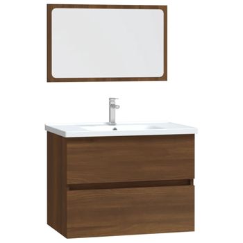 Set De Muebles Baño 2 Pzas Madera Contrachapada Marrón Roble Vidaxl