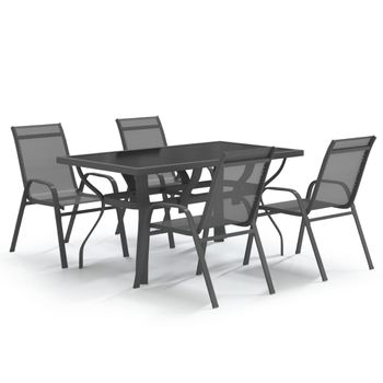 Juego De Comedor De Jardín 5 Piezas Gris Y Negro Vidaxl