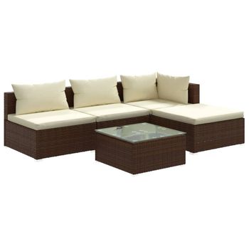 Conjunto Muebles Jardín Bahamas Sofá Triple Con Mesa Marrón Tostado 2  Módulos Esquina, 1 Módulo Central, 1 Mesa Ratán Sintético con Ofertas en  Carrefour