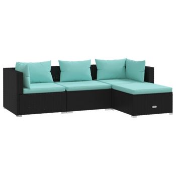 Conjunto Muebles Jardín Bahamas Conjunto Central Doble Mesa Gris Pardo 3  Módulos Centrales, 1 Puf, 2 Mesas Ratán Sintético con Ofertas en Carrefour