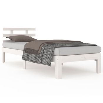 Estructura De Cama Madera Maciza Individual Blanco 75x190 Cm Vidaxl