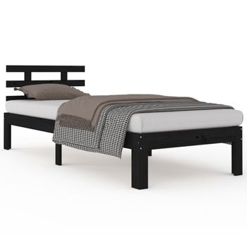 Estructura De Cama Madera Maciza Negro 90x200 Cm Vidaxl