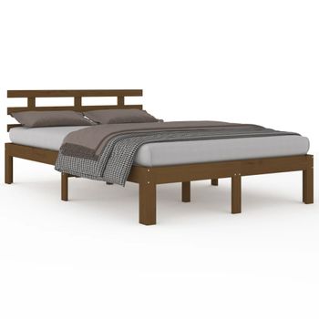 Estructura De Cama Madera Maciza Marrón Miel 200x200 Cm Vidaxl