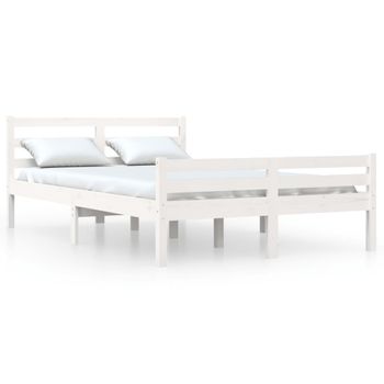 Estructura De Cama Madera Maciza Blanco 120x200 Cm Vidaxl