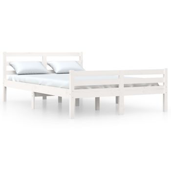 Estructura De Cama De Madera Maciza Blanco 160x200 Cm Vidaxl