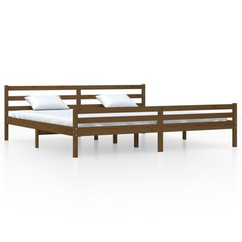 Estructura Cama Madera Maciza Marrón Miel Super King 180x200 Cm Vidaxl